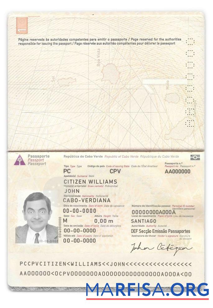 Printable Cabo Verde passport template